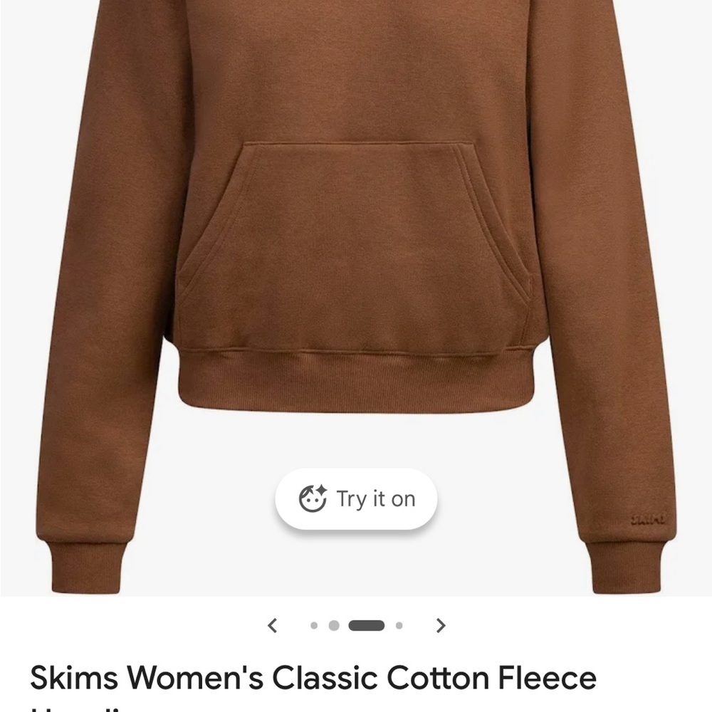 SKIMS Women's Classic Cotton Fleece Hoodie - Bison Color NWT